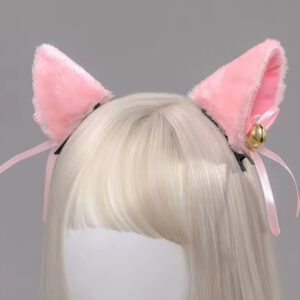 Plüss cicafüles hajcsatt - kiegészítő cosplayekhez